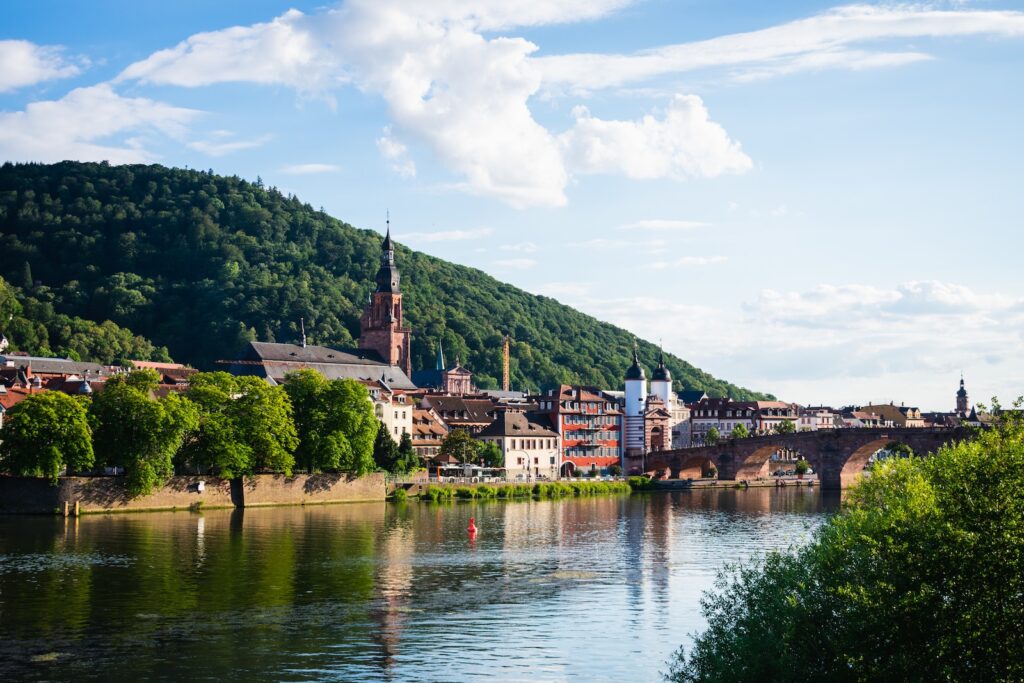 Heidelberg neighborhoods: View of Heidelberg centre from the other side of the river