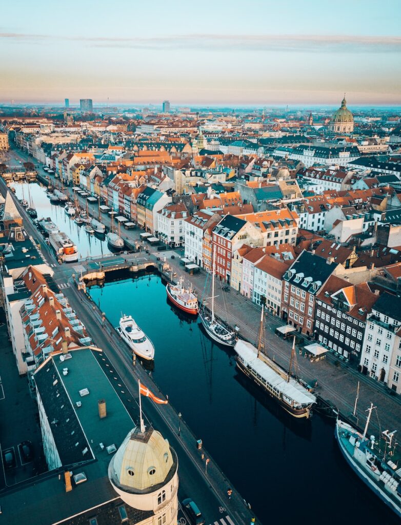 Picturesque canals and historic buildings in Copenhagen