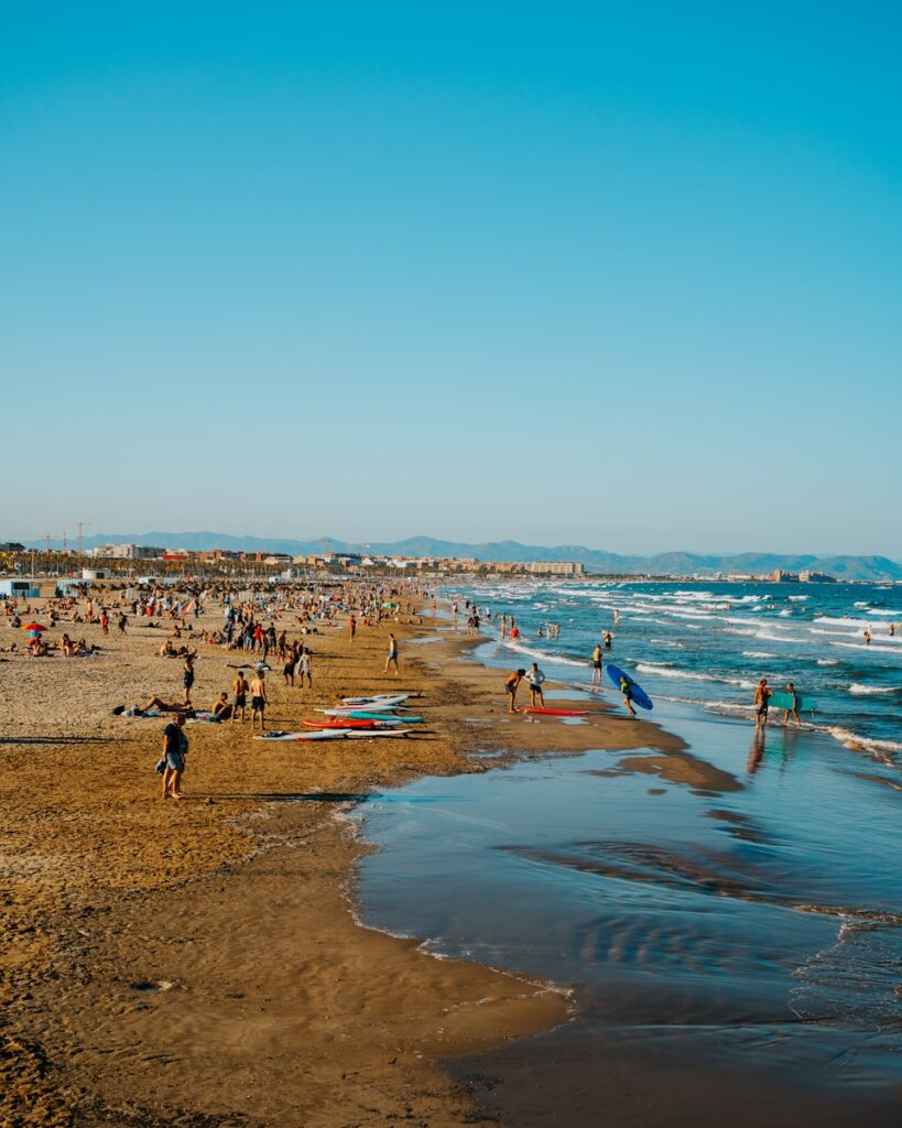 Scenic shot of Valencia's beachfront, a popular attraction for those thinking of moving to Valencia.